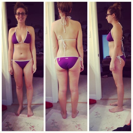 A photo of a 5'6" woman showing a weight loss from 175 pounds to 134 pounds. A total loss of 41 pounds.
