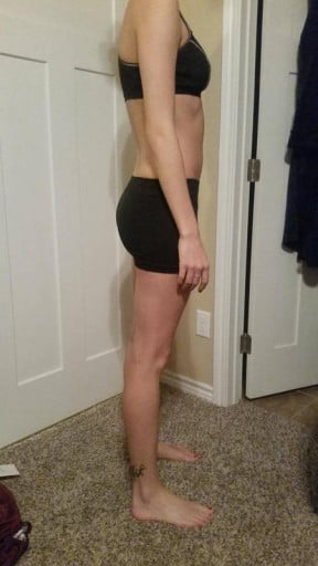 A picture of a 5'10" female showing a snapshot of 128 pounds at a height of 5'10