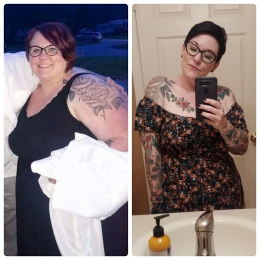 Before and After 167 lbs Weight Loss 5 feet 2 Female 345 lbs to 178 lbs