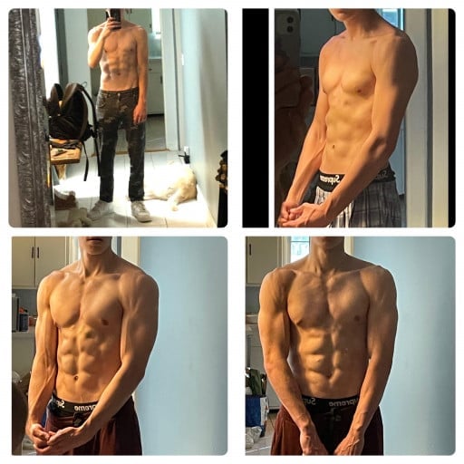 6 foot 2 Male Progress Pics of 25 lbs Muscle Gain 140 lbs to 165 lbs