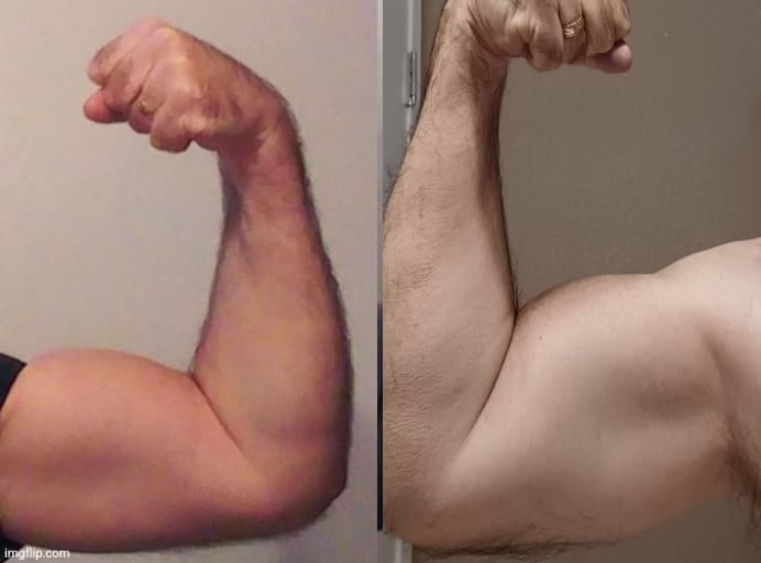 A progress pic of a 5'9" man showing a fat loss from 200 pounds to 170 pounds. A respectable loss of 30 pounds.