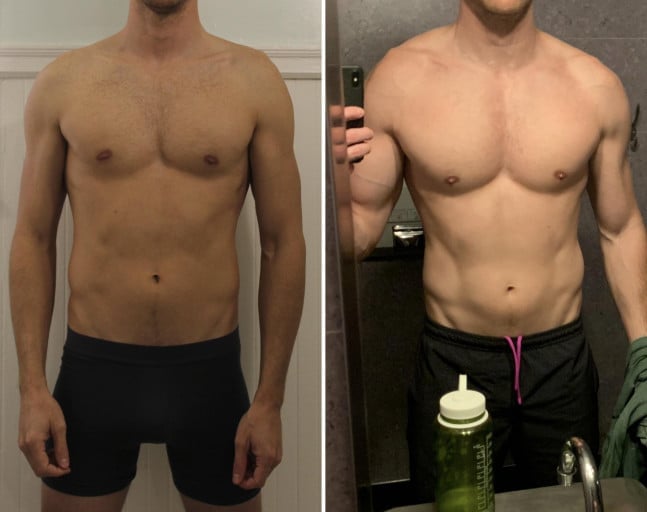 5'11 Male 7 lbs Weight Gain Before and After 145 lbs to 152 lbs