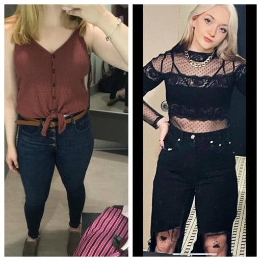 5 feet 4 Female 25 lbs Weight Loss Before and After 150 lbs to 125 lbs