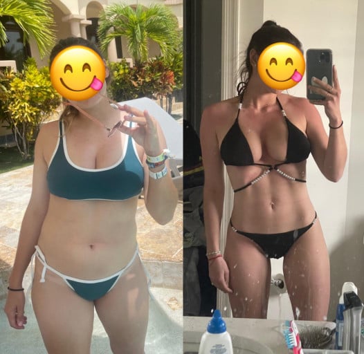 Progress Pics of 24 lbs Fat Loss 5 foot 3 Female 145 lbs to 121 lbs