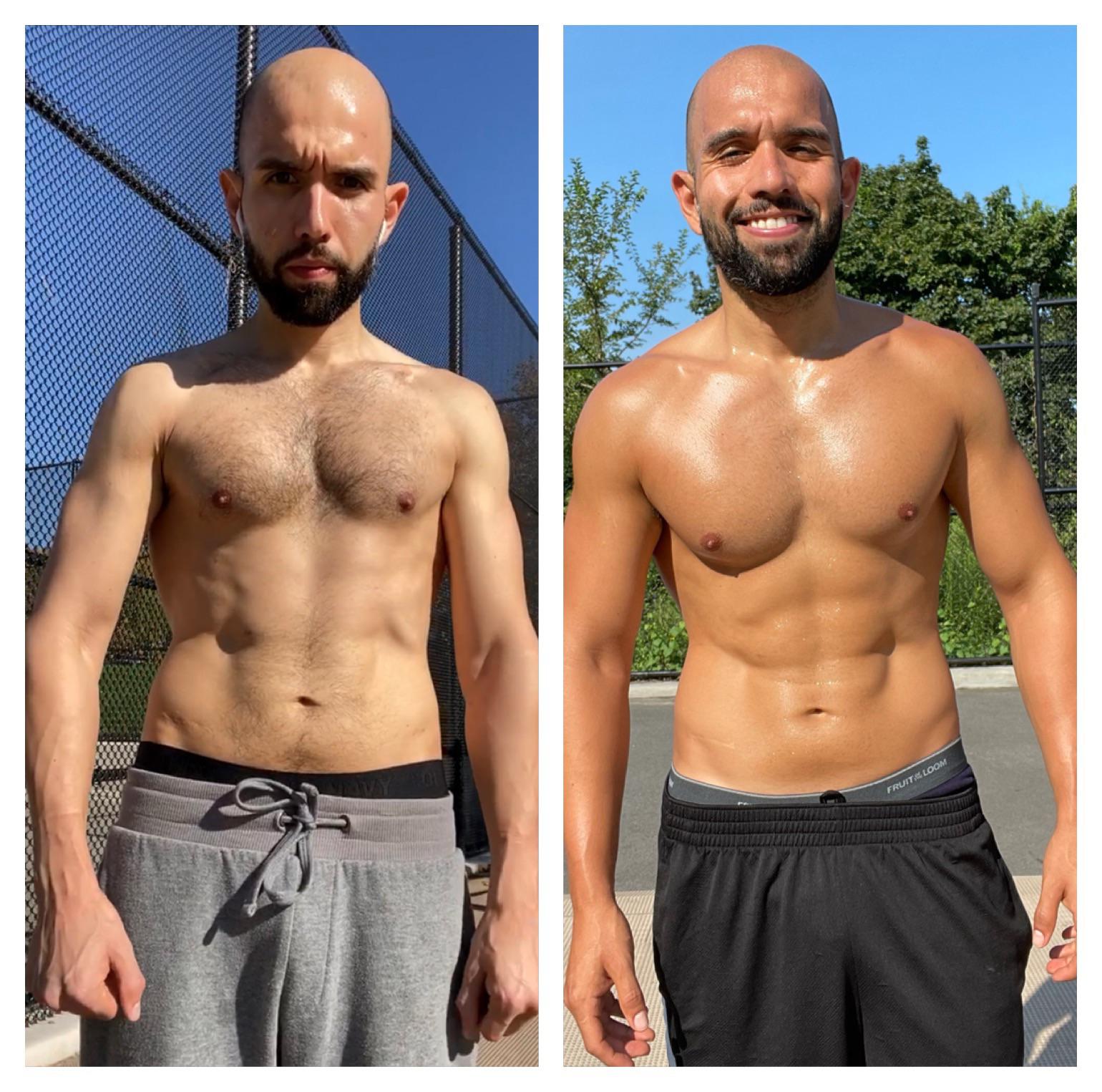 27 lbs Weight Gain Before and After 5'6 Male 123 lbs to 150 lbs