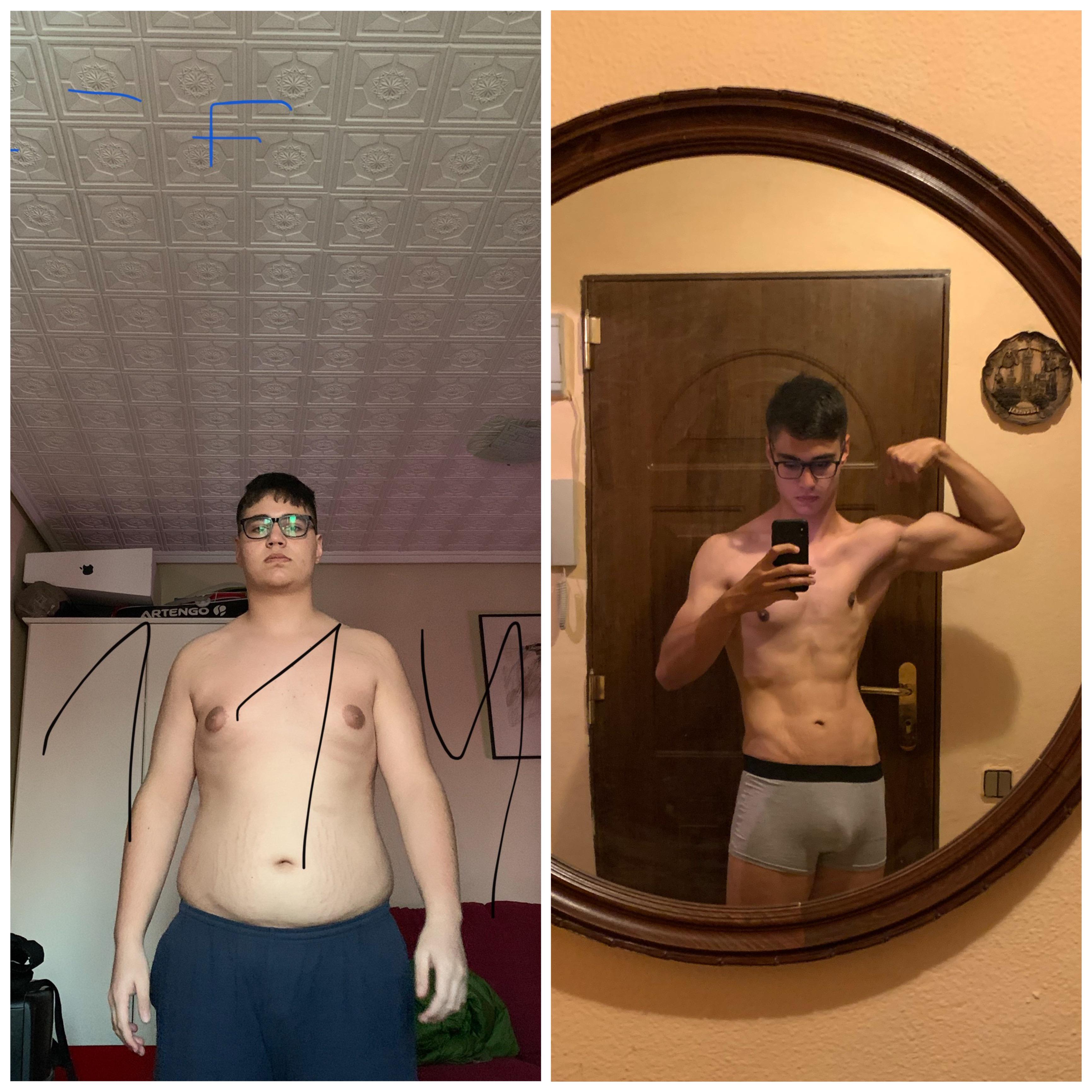 75 lbs Fat Loss Before and After 6'1 Male 251 lbs to 176 lbs
