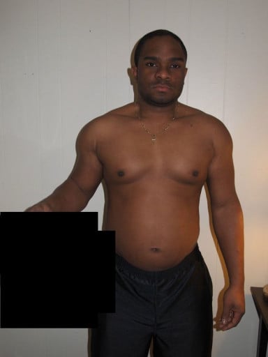 A photo of a 5'9" man showing a weight loss from 220 pounds to 193 pounds. A total loss of 27 pounds.