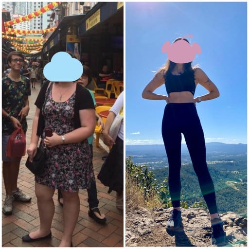 Before and After 83 lbs Weight Loss 5 feet 8 Female 209 lbs to 126 lbs