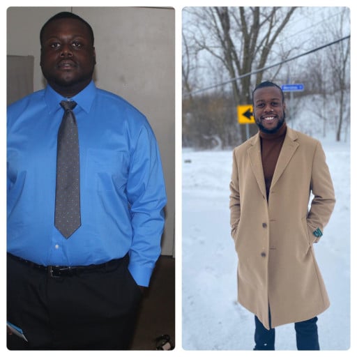 Before and After 140 lbs Weight Loss 5'10 Male 330 lbs to 190 lbs