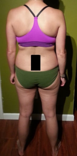 A progress pic of a 5'5" woman showing a snapshot of 143 pounds at a height of 5'5