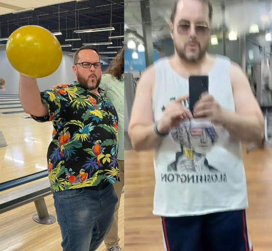 A before and after photo of a 5'10" male showing a weight reduction from 284 pounds to 248 pounds. A respectable loss of 36 pounds.