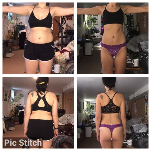 Progress Pics of 26 lbs Fat Loss 5 feet 4 Female 142 lbs to 116 lbs
