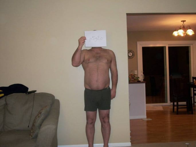 A picture of a 6'0" male showing a snapshot of 220 pounds at a height of 6'0