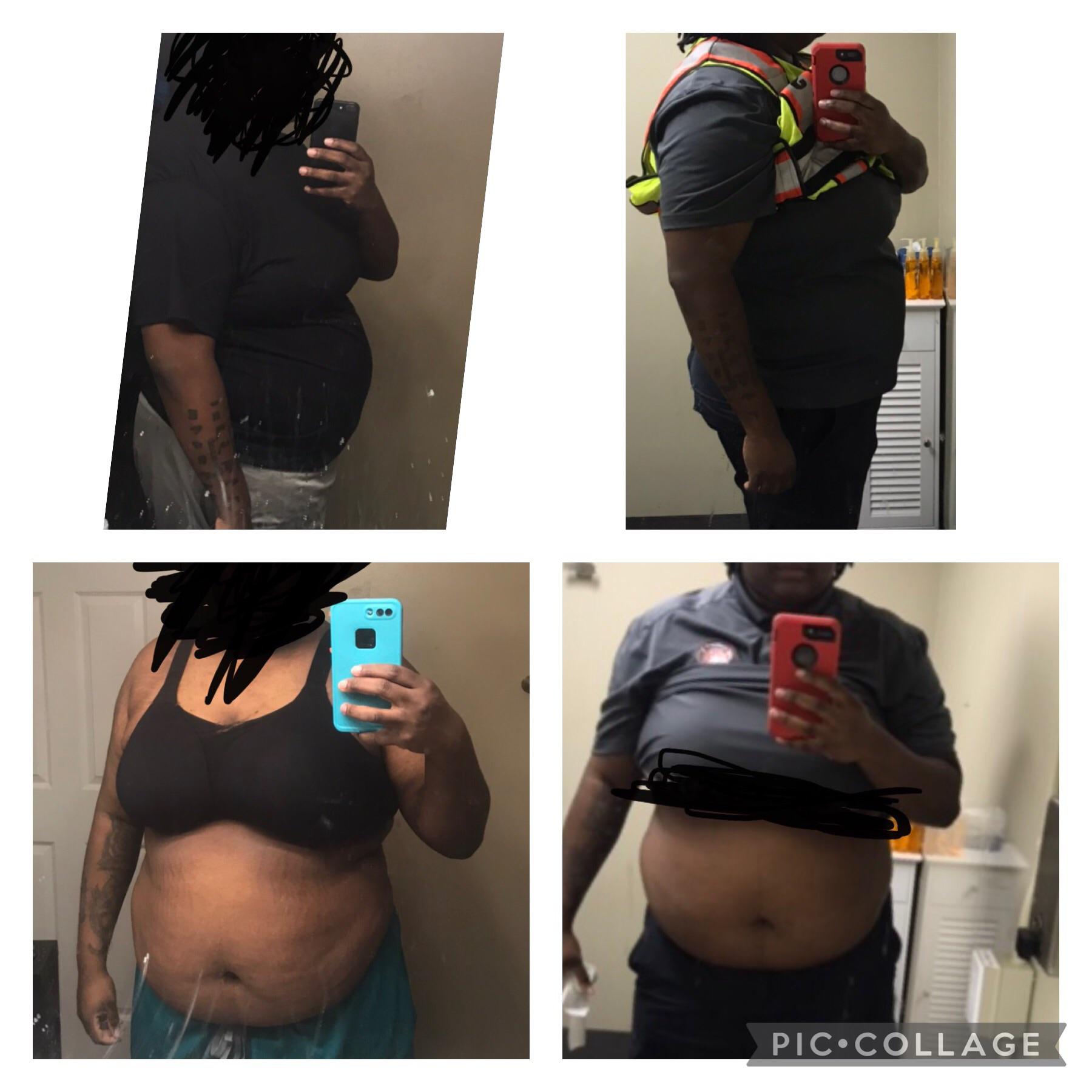 9 lbs Fat Loss 6 feet 1 Female 328 lbs to 319 lbs