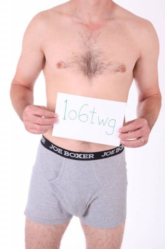 A photo of a 6'1" man showing a snapshot of 184 pounds at a height of 6'1