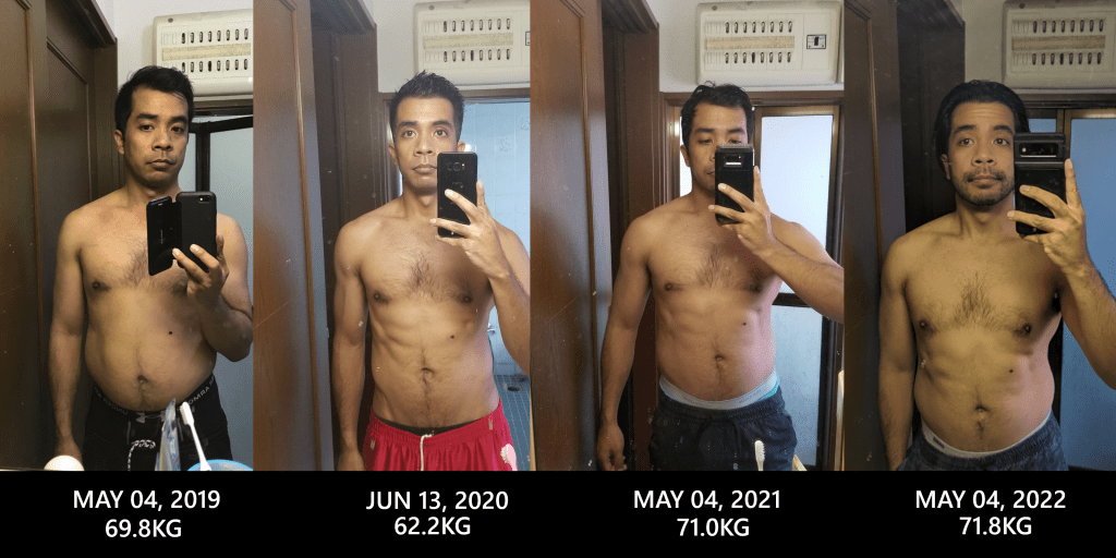A before and after photo of a 5'6" male showing a muscle gain from 156 pounds to 158 pounds. A net gain of 2 pounds.