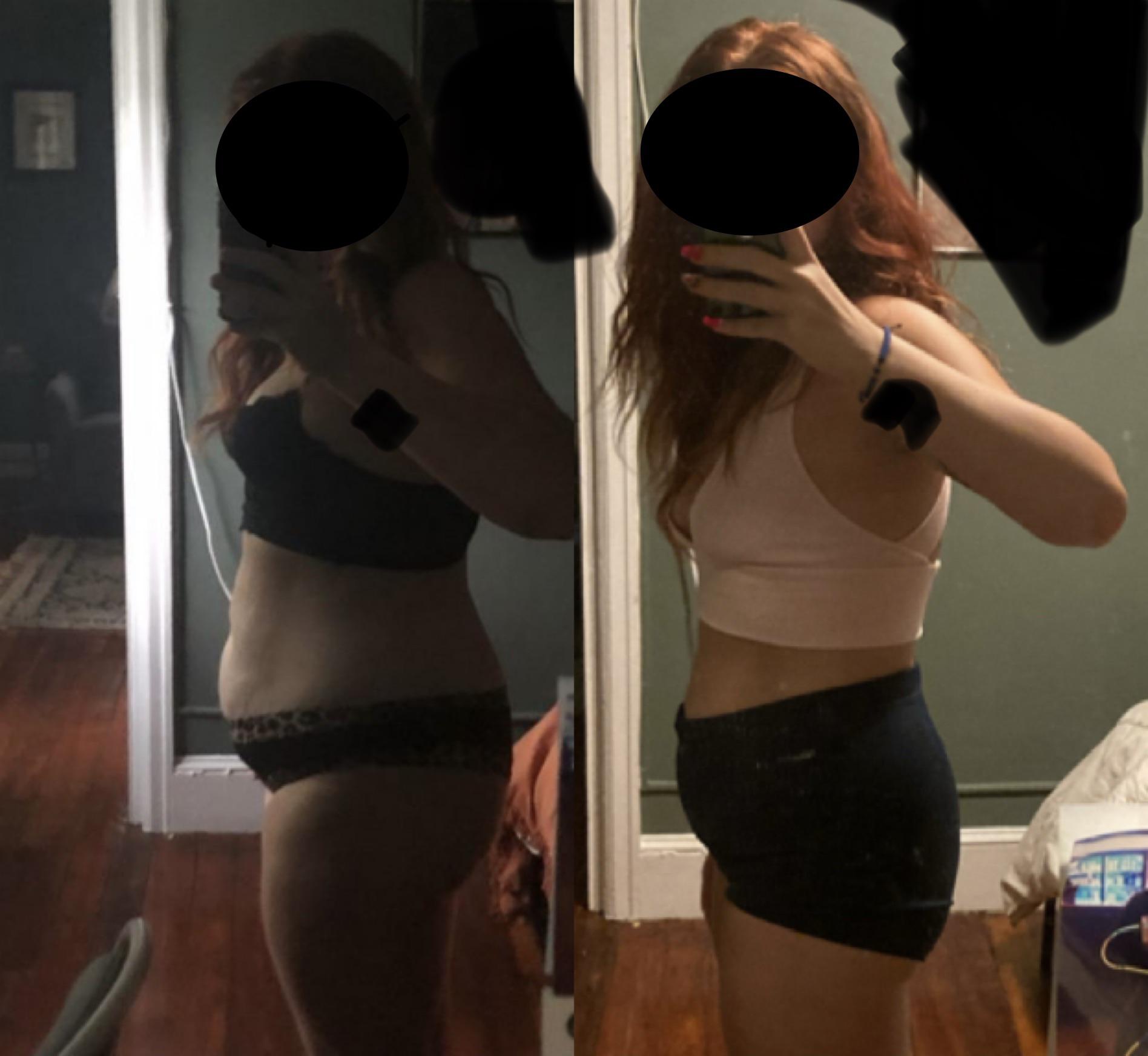 5'4 Female Before and After 38 lbs Fat Loss 185 lbs to 147 lbs
