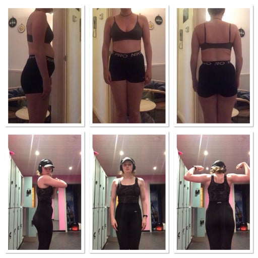 Progress Pics of 6 lbs Fat Loss 5 feet 7 Female 158 lbs to 152 lbs