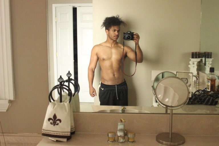 A picture of a 5'4" male showing a snapshot of 150 pounds at a height of 5'4