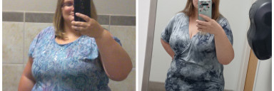 Before and After 90 lbs Weight Loss 5'3 Female 295 lbs to 205 lbs
