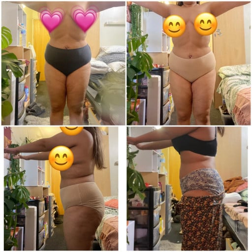 5 foot 4 Female 6 lbs Weight Gain Before and After 190 lbs to 196 lbs