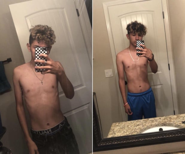 5'7 Male Progress Pics of 25 lbs Muscle Gain 100 lbs to 125 lbs