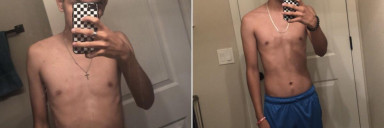 Before and After 25 lbs Weight Gain 5'7 Male 100 lbs to 125 lbs