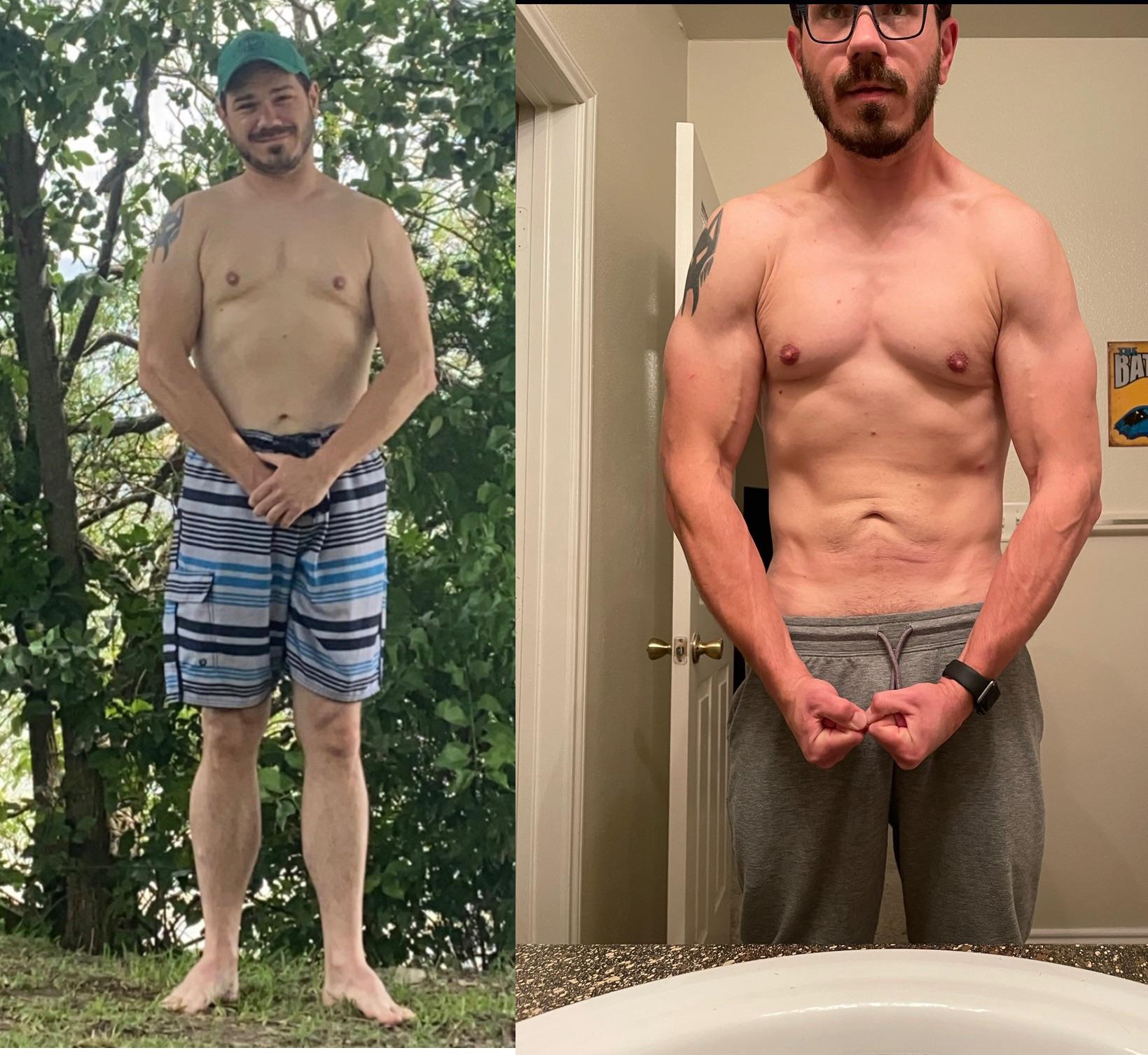 Before and After 20 lbs Weight Loss 6 feet 2 Male 205 lbs to 185 lbs