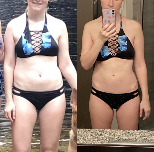 13 lbs Fat Loss Before and After 5 foot 4 Female 128 lbs to 115 lbs