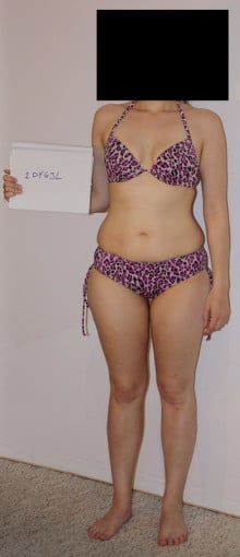A progress pic of a 5'4" woman showing a snapshot of 135 pounds at a height of 5'4