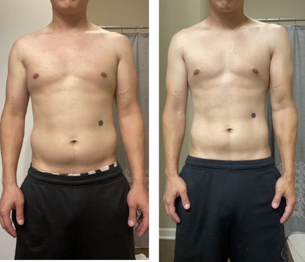 Before and After 6 lbs Fat Loss 5 feet 6 Male 153 lbs to 147 lbs