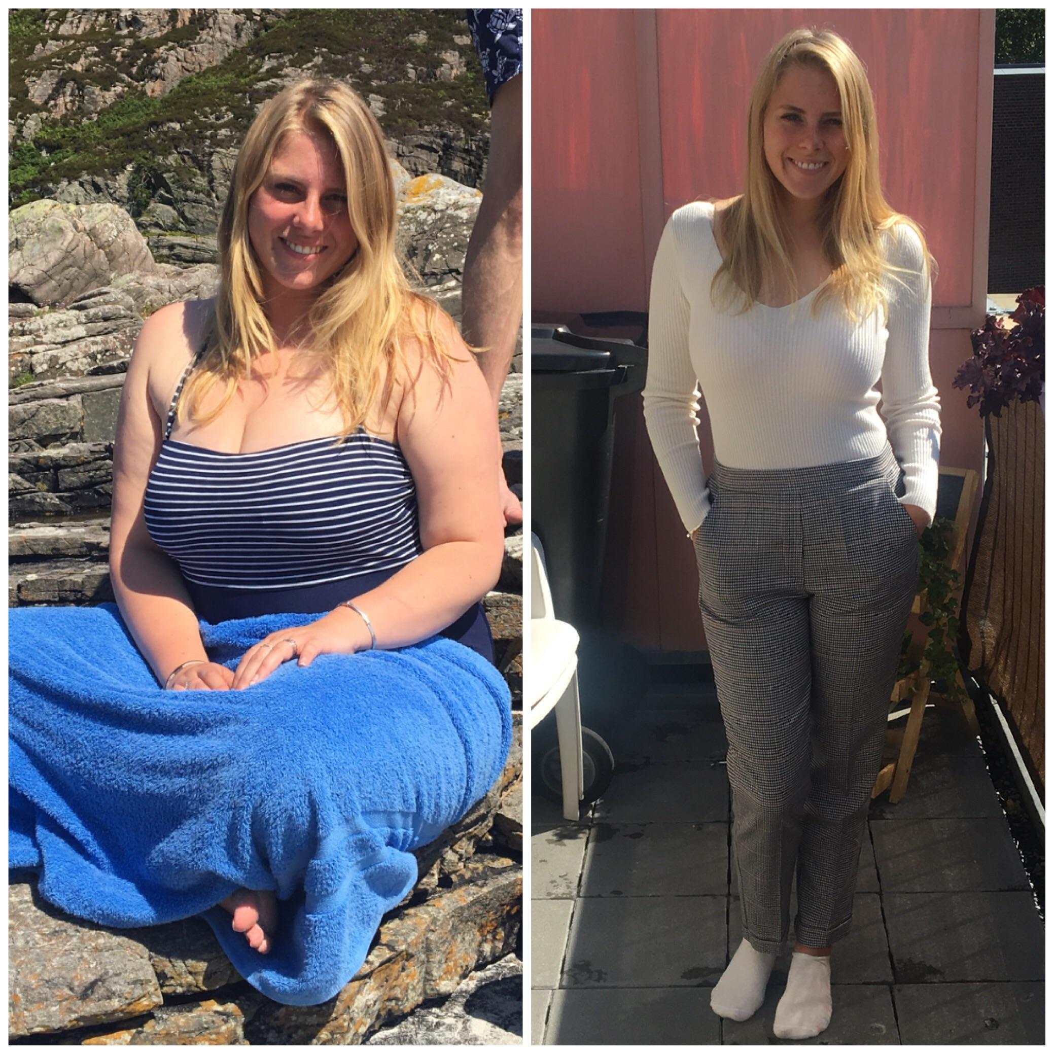 5'5 Female Before and After 62 lbs Fat Loss 193 lbs to 131 lbs