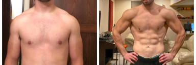 Before and After 35 lbs Fat Loss 6 foot 1 Male 220 lbs to 185 lbs
