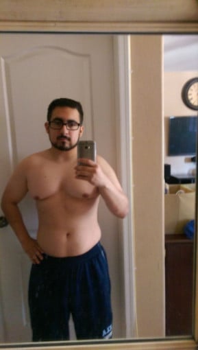 A picture of a 5'4" male showing a fat loss from 180 pounds to 160 pounds. A total loss of 20 pounds.