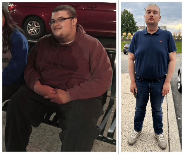 A picture of a 5'11" male showing a weight loss from 367 pounds to 225 pounds. A total loss of 142 pounds.