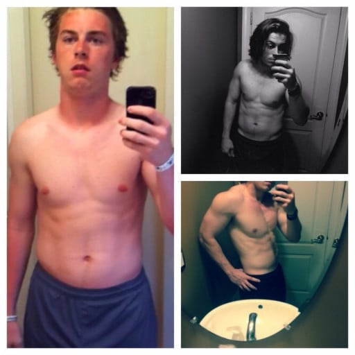 M/19/5'10" [150 > 170 lbs] 2 years progress. Come along way and still got a ways to go. Thanks to my best friend for kicking me into shape.