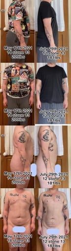 5 feet 5 Male Progress Pics of 28 lbs Weight Loss 209 lbs to 181 lbs