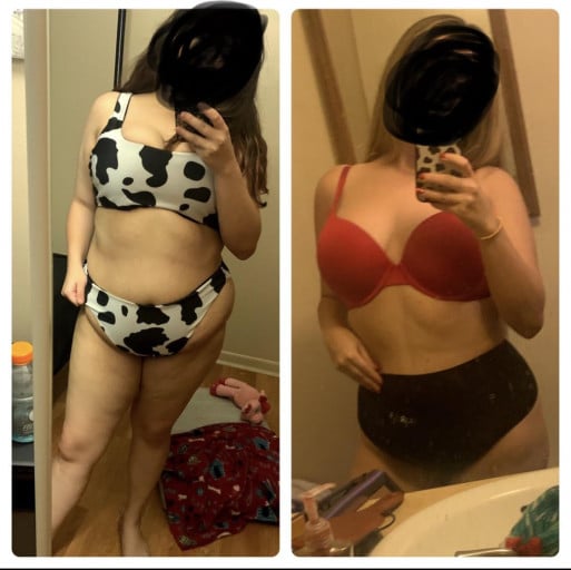 5 foot Female Before and After 59 lbs Weight Loss 197 lbs to 138 lbs