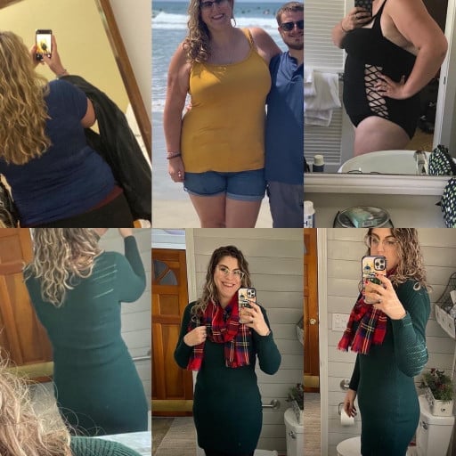 A picture of a 6'1" female showing a weight loss from 311 pounds to 111 pounds. A total loss of 200 pounds.
