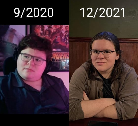 A picture of a 5'5" male showing a weight loss from 300 pounds to 220 pounds. A net loss of 80 pounds.