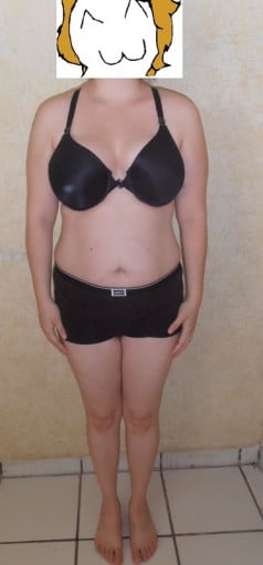 A progress pic of a 5'7" woman showing a snapshot of 176 pounds at a height of 5'7