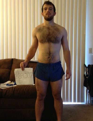 A picture of a 5'7" male showing a snapshot of 155 pounds at a height of 5'7