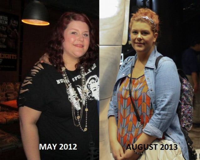 A progress pic of a 5'11" woman showing a weight loss from 285 pounds to 225 pounds. A respectable loss of 60 pounds.