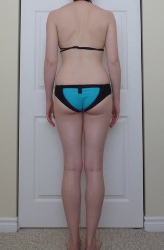 A progress pic of a 6'0" woman showing a snapshot of 144 pounds at a height of 6'0