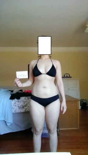 A picture of a 5'5" female showing a snapshot of 144 pounds at a height of 5'5