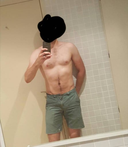 A progress pic of a 6'0" man showing a snapshot of 168 pounds at a height of 6'0