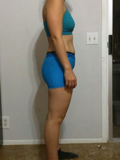 A picture of a 5'1" female showing a snapshot of 142 pounds at a height of 5'1