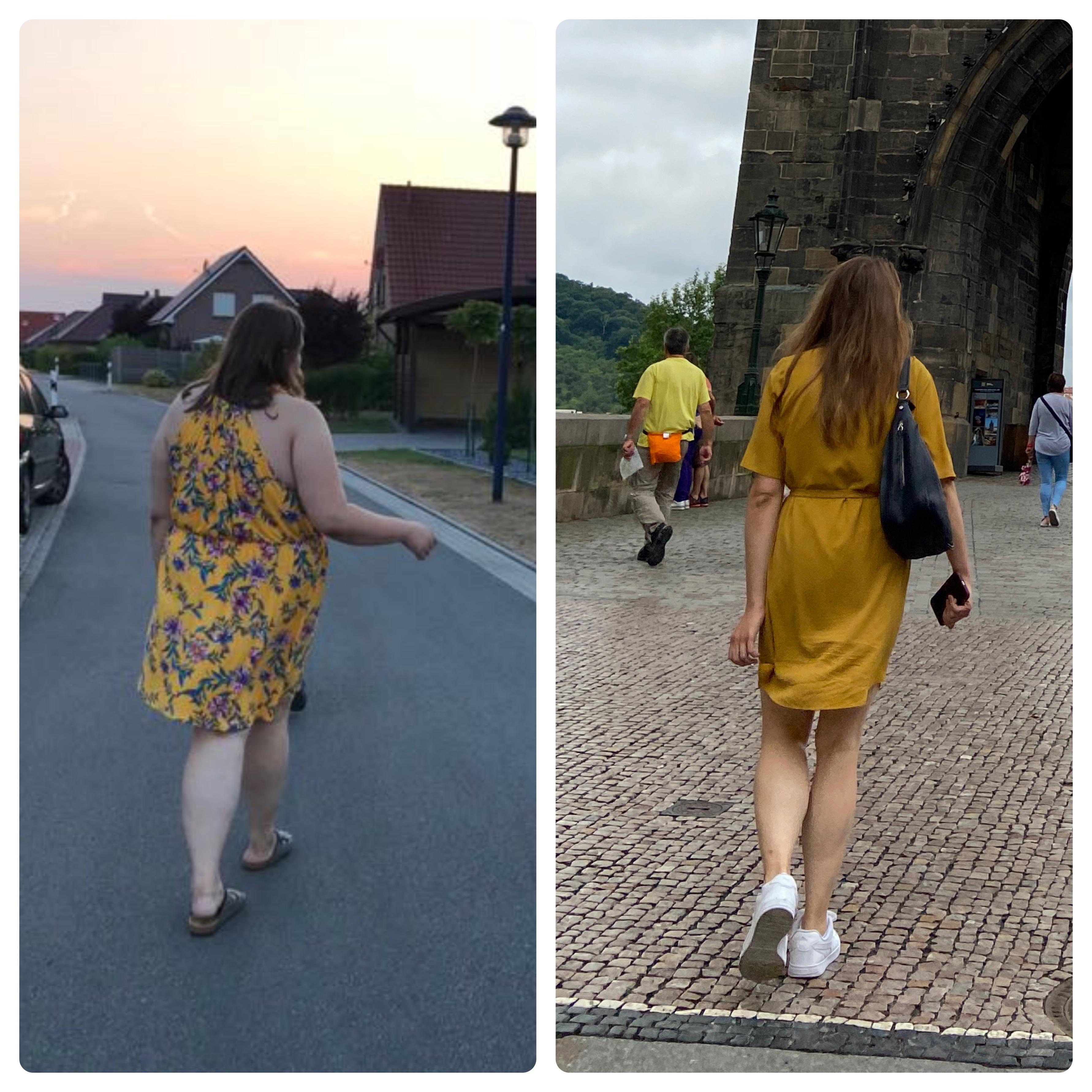 5 feet 10 Female 121 lbs Fat Loss Before and After 286 lbs to 165 lbs