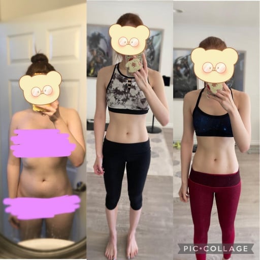 30 lbs Fat Loss Before and After 5'7 Female 145 lbs to 115 lbs