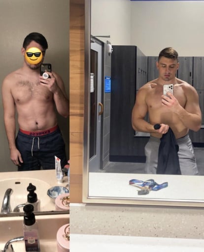 5'10 Male 30 lbs Weight Gain Before and After 170 lbs to 200 lbs